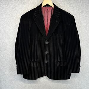Rizzoli Blazer Jacket Size 42 R Black Striped Rayon Blend Hand Tailored Italy